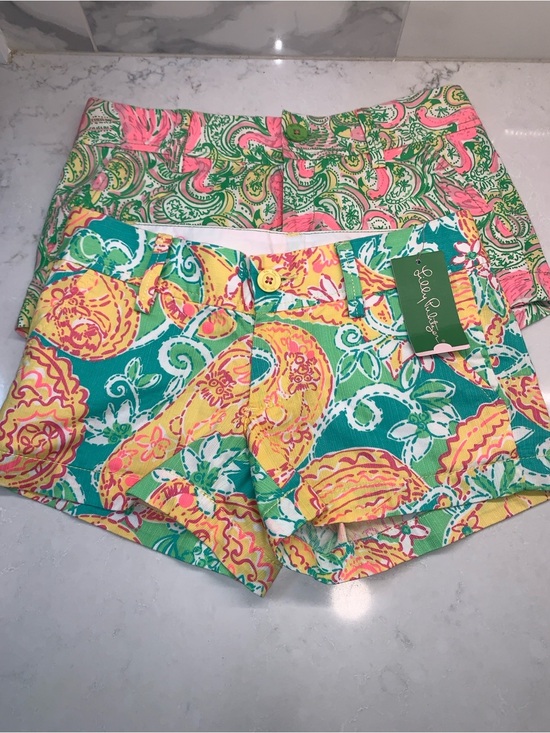 Lilly Pulitzer Pants - NEW Lilly Pulitzer Teal, Yellow & Pink Paisley Walsh Shorts Size 000 Set​